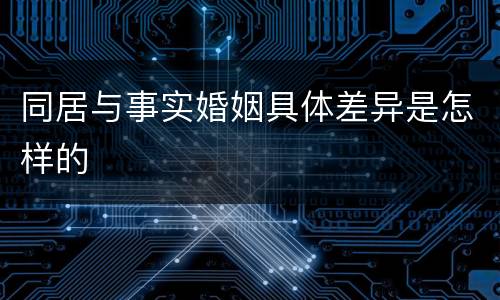 同居与事实婚姻具体差异是怎样的