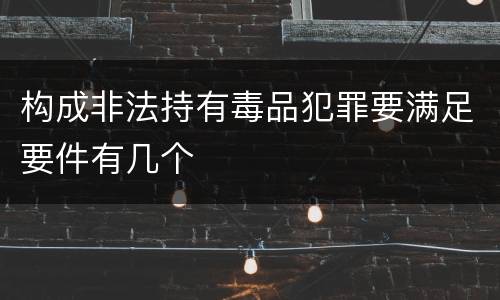构成非法持有毒品犯罪要满足要件有几个