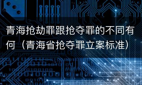 青海抢劫罪跟抢夺罪的不同有何（青海省抢夺罪立案标准）