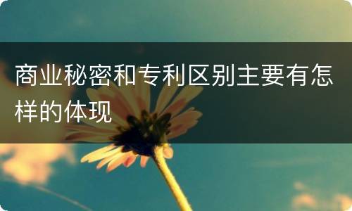 商业秘密和专利区别主要有怎样的体现