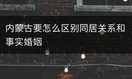 内蒙古要怎么区别同居关系和事实婚姻