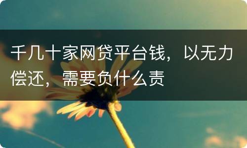 千几十家网贷平台钱，以无力偿还，需要负什么责