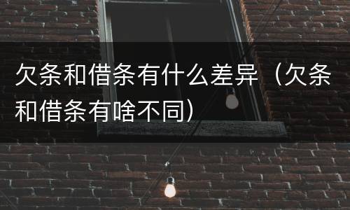 欠条和借条有什么差异（欠条和借条有啥不同）