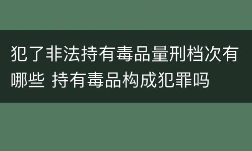 犯了非法持有毒品量刑档次有哪些 持有毒品构成犯罪吗
