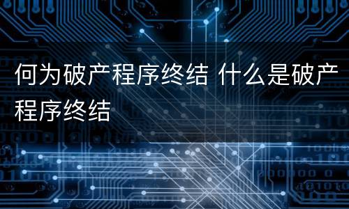 何为破产程序终结 什么是破产程序终结