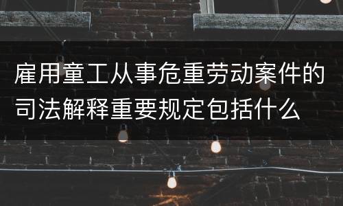 雇用童工从事危重劳动案件的司法解释重要规定包括什么