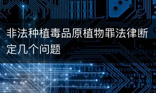 非法种植毒品原植物罪法律断定几个问题