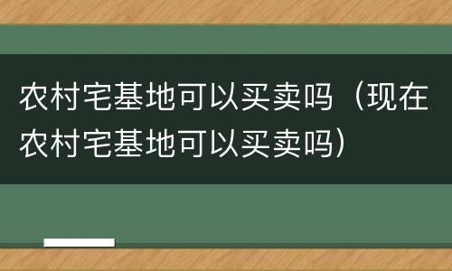农村宅基地可以买卖吗（现在农村宅基地可以买卖吗）