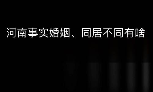 河南事实婚姻、同居不同有啥