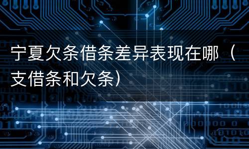 宁夏欠条借条差异表现在哪（支借条和欠条）