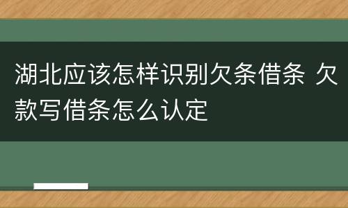 湖北应该怎样识别欠条借条 欠款写借条怎么认定