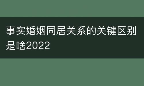 事实婚姻同居关系的关键区别是啥2022
