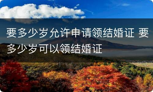 要多少岁允许申请领结婚证 要多少岁可以领结婚证