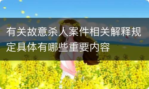 有关故意杀人案件相关解释规定具体有哪些重要内容