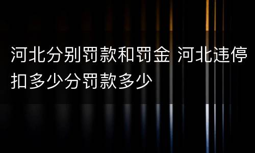 河北分别罚款和罚金 河北违停扣多少分罚款多少