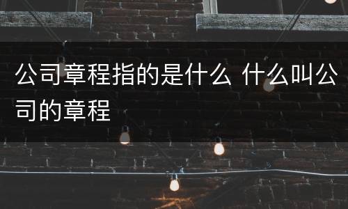 公司章程指的是什么 什么叫公司的章程