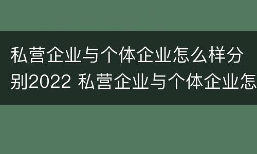 私营企业与个体企业怎么样分别2022 私营企业与个体企业怎么样分别2022年报税