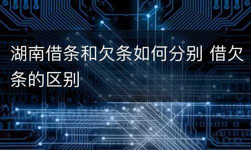 湖南借条和欠条如何分别 借欠条的区别