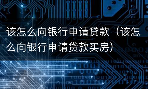 该怎么向银行申请贷款（该怎么向银行申请贷款买房）