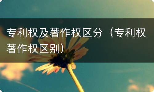 专利权及著作权区分（专利权著作权区别）