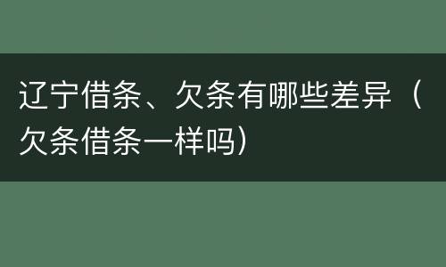 辽宁借条、欠条有哪些差异（欠条借条一样吗）