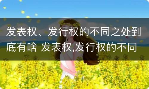发表权、发行权的不同之处到底有啥 发表权,发行权的不同之处到底有啥作用