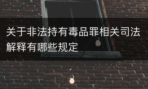 关于非法持有毒品罪相关司法解释有哪些规定