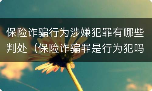 保险诈骗行为涉嫌犯罪有哪些判处（保险诈骗罪是行为犯吗）