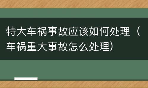 特大车祸事故应该如何处理（车祸重大事故怎么处理）