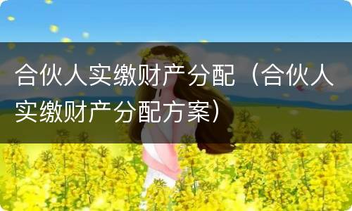 合伙人实缴财产分配（合伙人实缴财产分配方案）