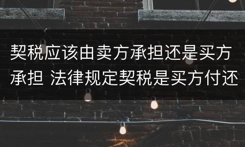 契税应该由卖方承担还是买方承担 法律规定契税是买方付还是卖方付