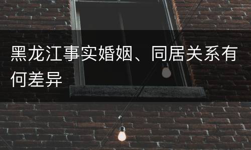 黑龙江事实婚姻、同居关系有何差异