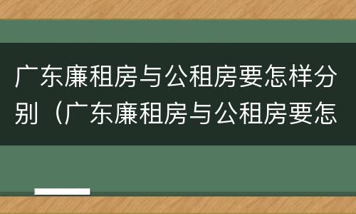 广东廉租房与公租房要怎样分别（广东廉租房与公租房要怎样分别呢）