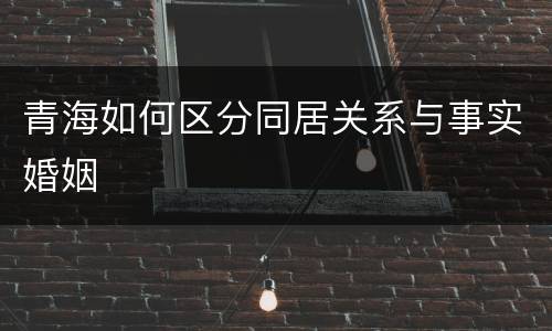 青海如何区分同居关系与事实婚姻