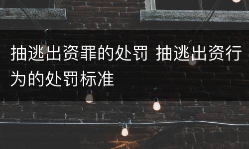 抽逃出资罪的处罚 抽逃出资行为的处罚标准