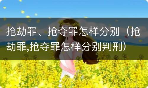 抢劫罪、抢夺罪怎样分别（抢劫罪,抢夺罪怎样分别判刑）