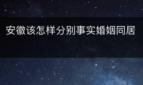 安徽该怎样分别事实婚姻同居