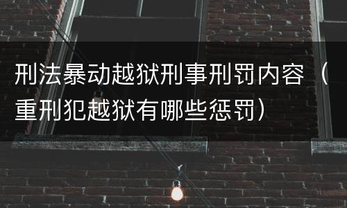 刑法暴动越狱刑事刑罚内容（重刑犯越狱有哪些惩罚）