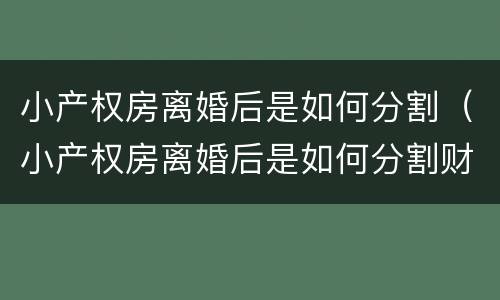 小产权房离婚后是如何分割（小产权房离婚后是如何分割财产的）