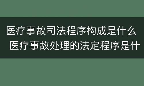 医疗事故司法程序构成是什么 医疗事故处理的法定程序是什么