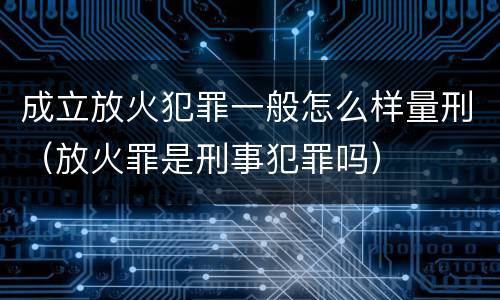 成立放火犯罪一般怎么样量刑（放火罪是刑事犯罪吗）