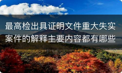 最高检出具证明文件重大失实案件的解释主要内容都有哪些