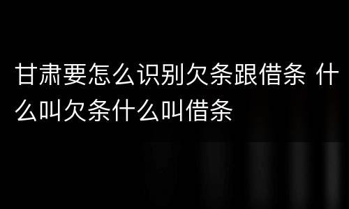 甘肃要怎么识别欠条跟借条 什么叫欠条什么叫借条