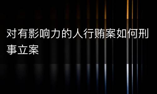 对有影响力的人行贿案如何刑事立案