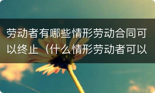 劳动者有哪些情形劳动合同可以终止（什么情形劳动者可以终止劳动合同）