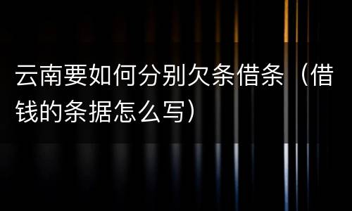 云南要如何分别欠条借条（借钱的条据怎么写）