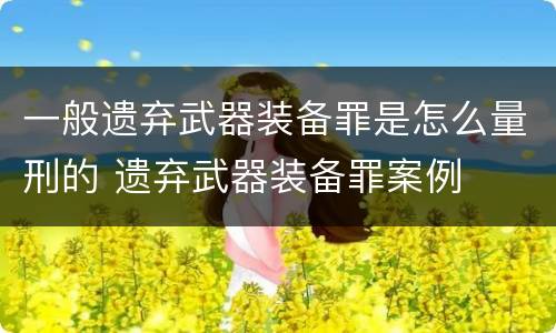 一般遗弃武器装备罪是怎么量刑的 遗弃武器装备罪案例