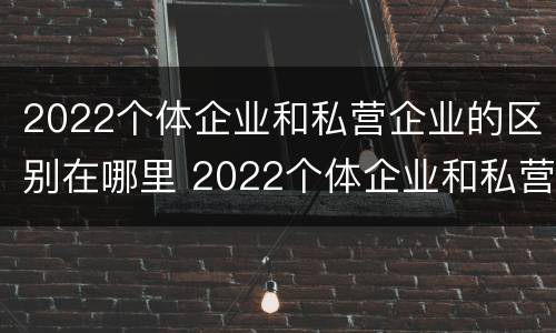2022个体企业和私营企业的区别在哪里 2022个体企业和私营企业的区别在哪里呢