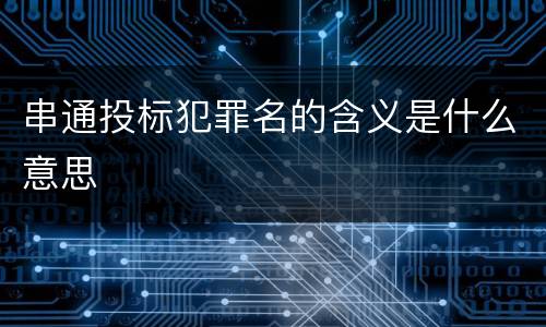 串通投标犯罪名的含义是什么意思