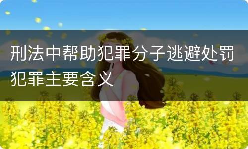 刑法中帮助犯罪分子逃避处罚犯罪主要含义